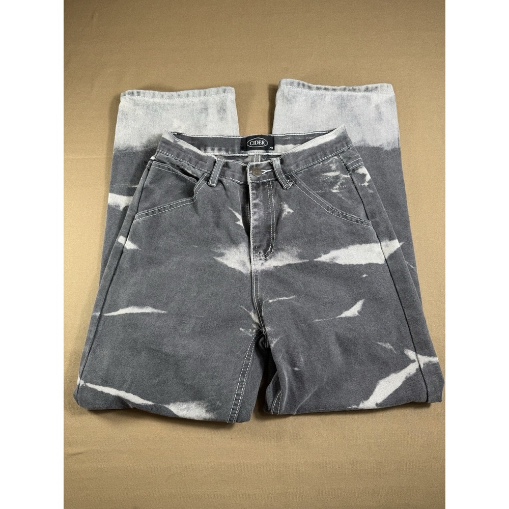 Cider Denim Black Beached Straight‎ Wide Leg Jeans  Backpockets Women's Size XS